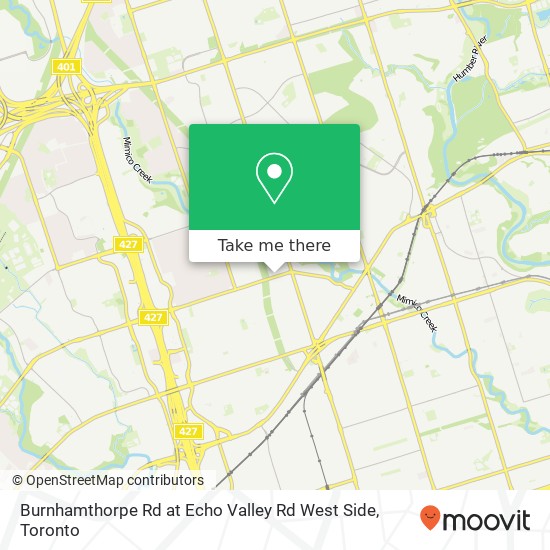 Burnhamthorpe Rd at Echo Valley Rd West Side map