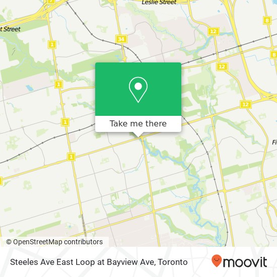 Steeles Ave East Loop at Bayview Ave map