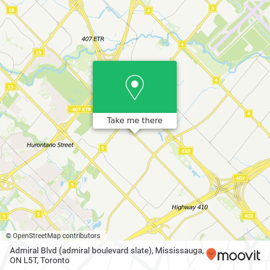 Admiral Blvd (admiral boulevard slate), Mississauga, ON L5T map