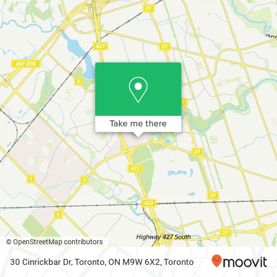 30 Cinrickbar Dr, Toronto, ON M9W 6X2 map