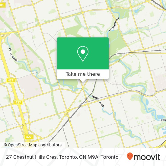27 Chestnut Hills Cres, Toronto, ON M9A map