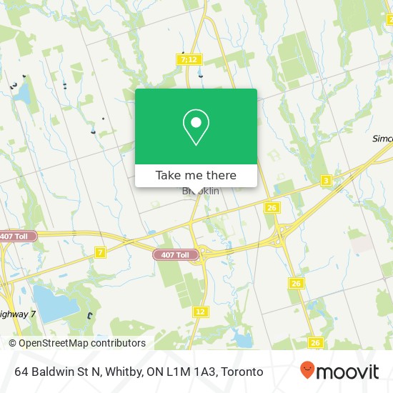 64 Baldwin St N, Whitby, ON L1M 1A3 map