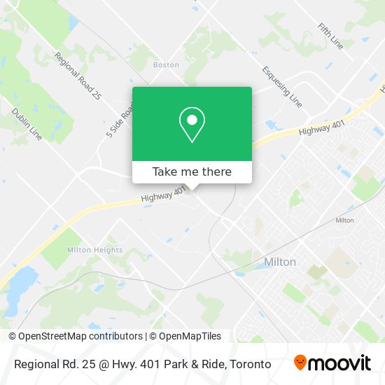 Regional Rd. 25 @ Hwy. 401 Park & Ride map