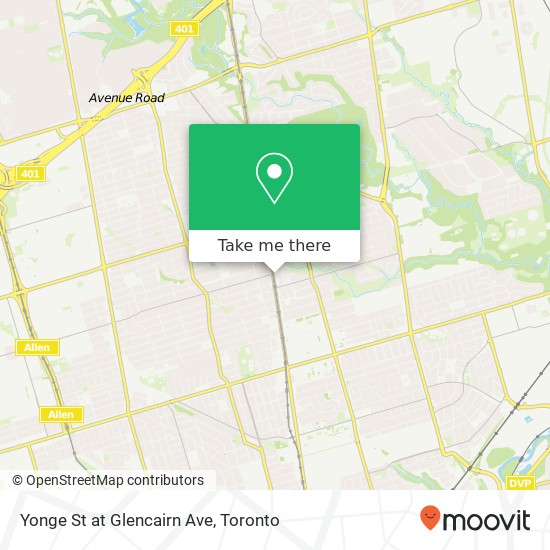 Yonge St at Glencairn Ave map