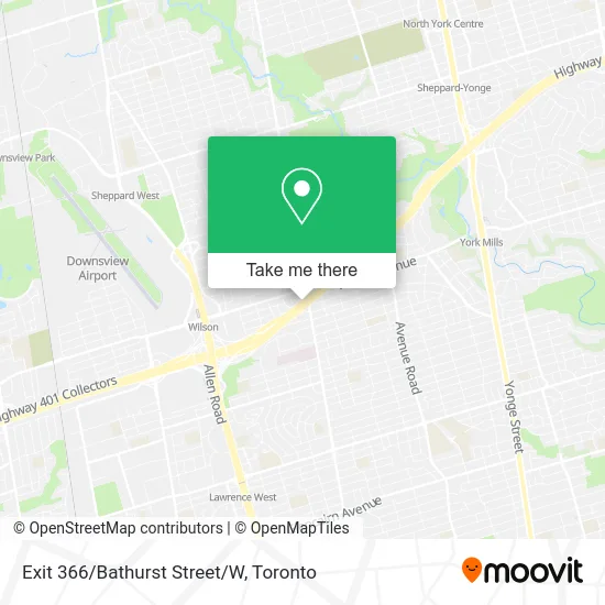 Exit 366/Bathurst Street/W map