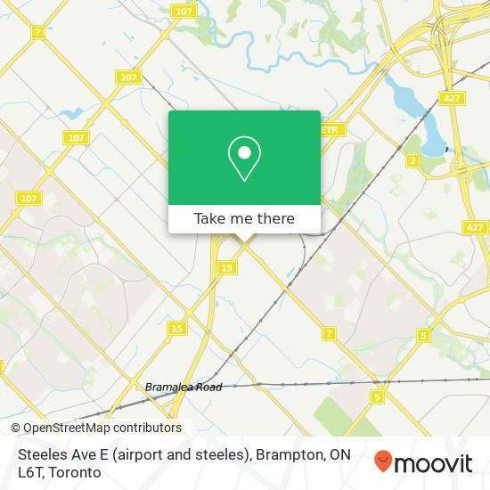 Steeles Ave E (airport and steeles), Brampton, ON L6T map