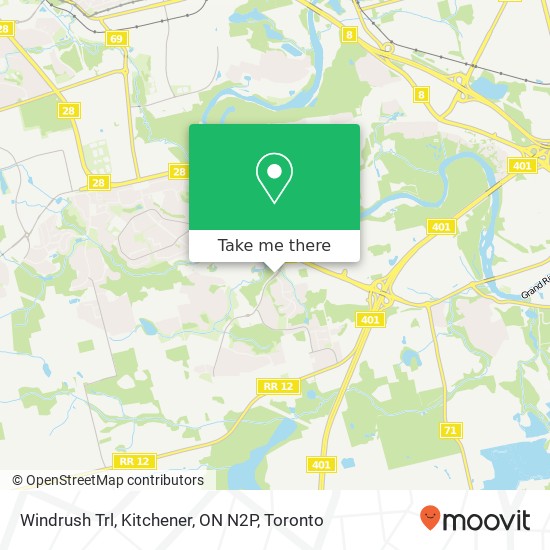 Windrush Trl, Kitchener, ON N2P map