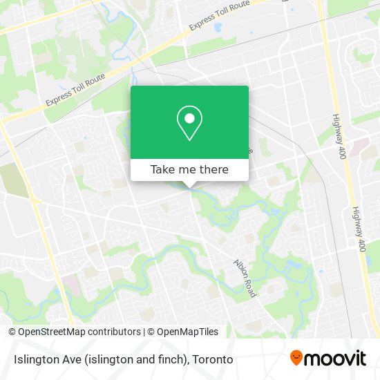 Islington Ave (islington and finch) map
