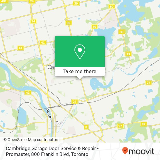 Cambridge Garage Door Service & Repair - Promaster, 800 Franklin Blvd map