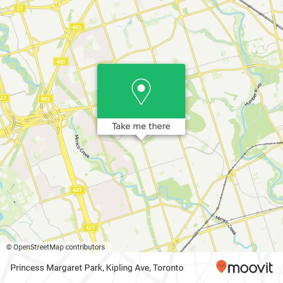 Princess Margaret Park, Kipling Ave map