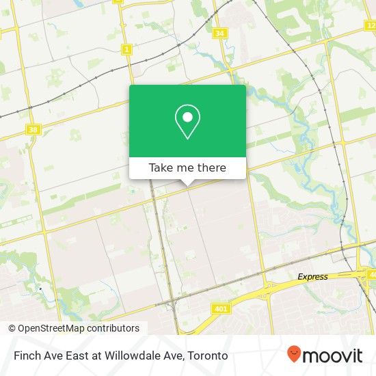 Finch Ave East at Willowdale Ave map