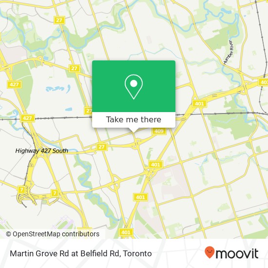 Martin Grove Rd at Belfield Rd map