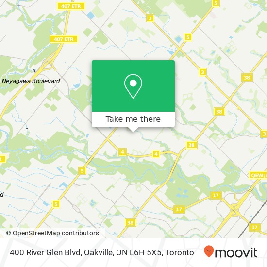 400 River Glen Blvd, Oakville, ON L6H 5X5 map