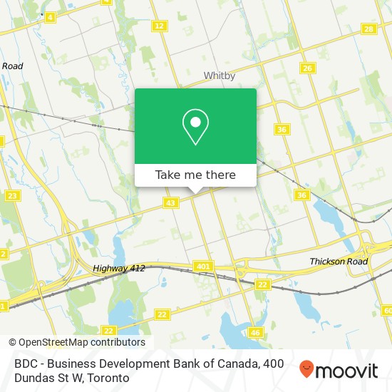 BDC - Business Development Bank of Canada, 400 Dundas St W map