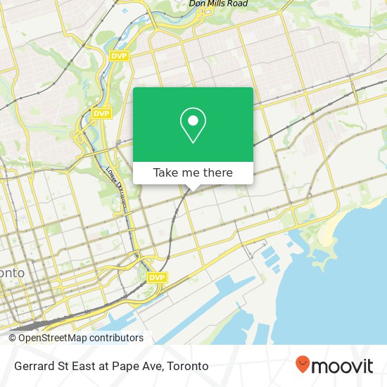Gerrard St East at Pape Ave map