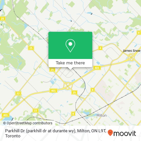 Parkhill Dr (parkhill dr at durante wy), Milton, ON L9T map