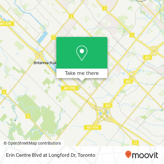 Erin Centre Blvd at Longford Dr map