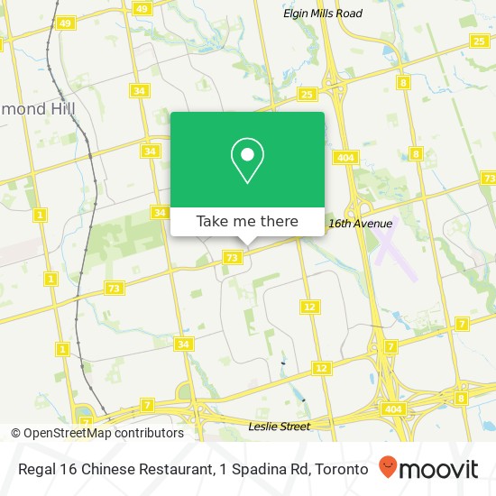 Regal 16 Chinese Restaurant, 1 Spadina Rd map