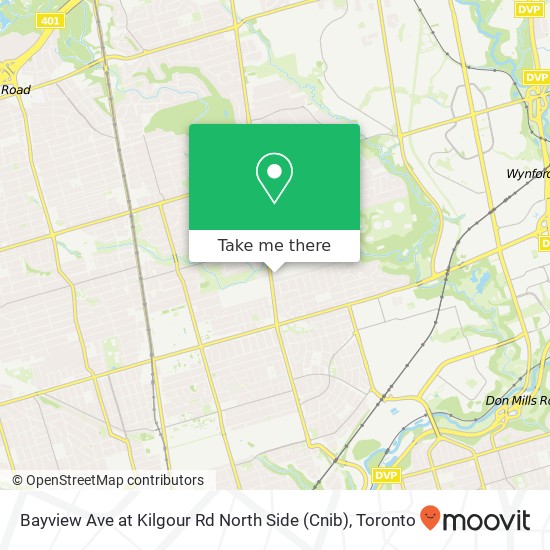 Bayview Ave at Kilgour Rd North Side (Cnib) map