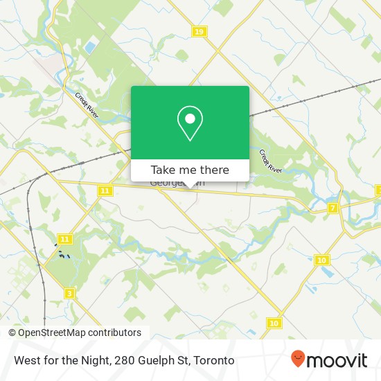 West for the Night, 280 Guelph St map