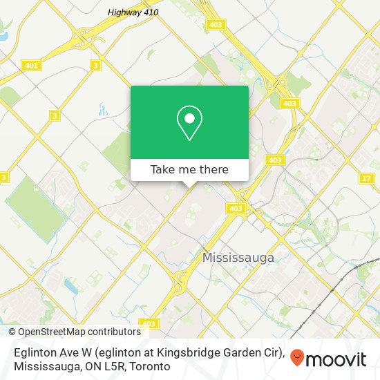 Eglinton Ave W (eglinton at Kingsbridge Garden Cir), Mississauga, ON L5R map