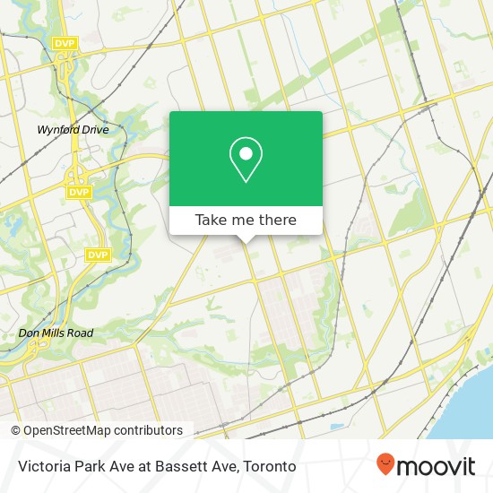 Victoria Park Ave at Bassett Ave map