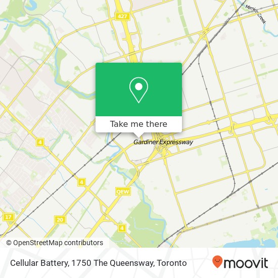 Cellular Battery, 1750 The Queensway map