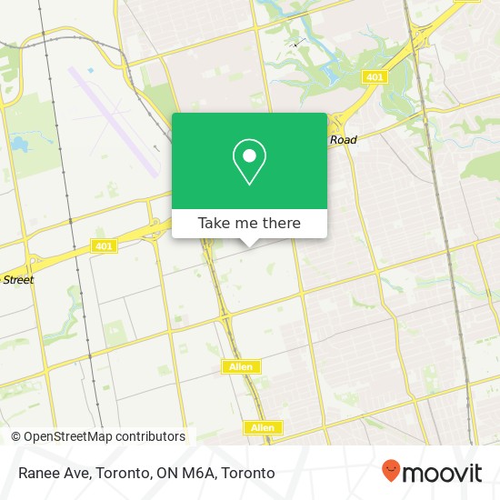 Ranee Ave, Toronto, ON M6A map