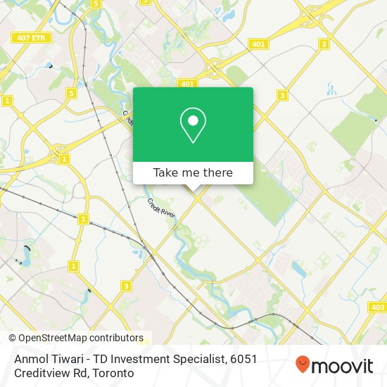 Anmol Tiwari - TD Investment Specialist, 6051 Creditview Rd map