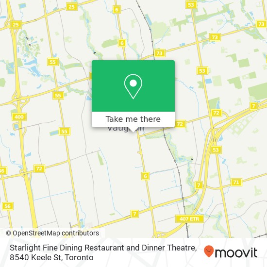 Starlight Fine Dining Restaurant and Dinner Theatre, 8540 Keele St map