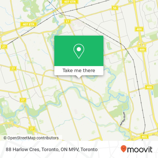 88 Harlow Cres, Toronto, ON M9V map