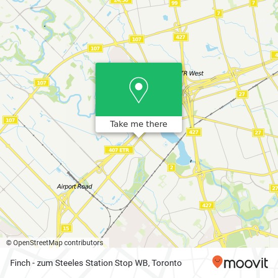 Finch - zum Steeles Station Stop WB map