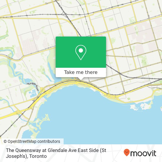 The Queensway at Glendale Ave East Side (St Joseph's) map