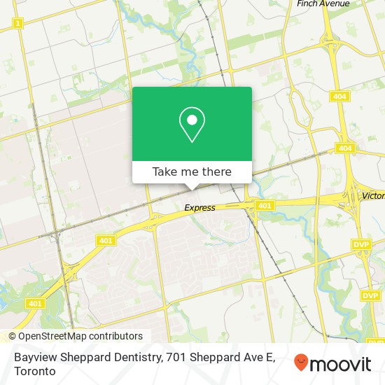 Bayview Sheppard Dentistry, 701 Sheppard Ave E map