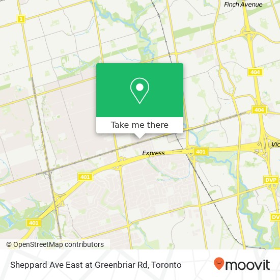 Sheppard Ave East at Greenbriar Rd map