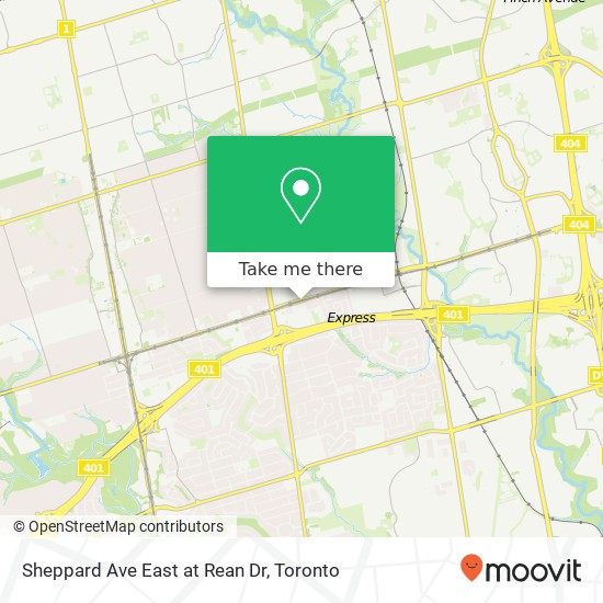 Sheppard Ave East at Rean Dr map