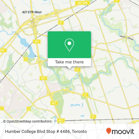 Humber College Blvd Stop # 4486 map