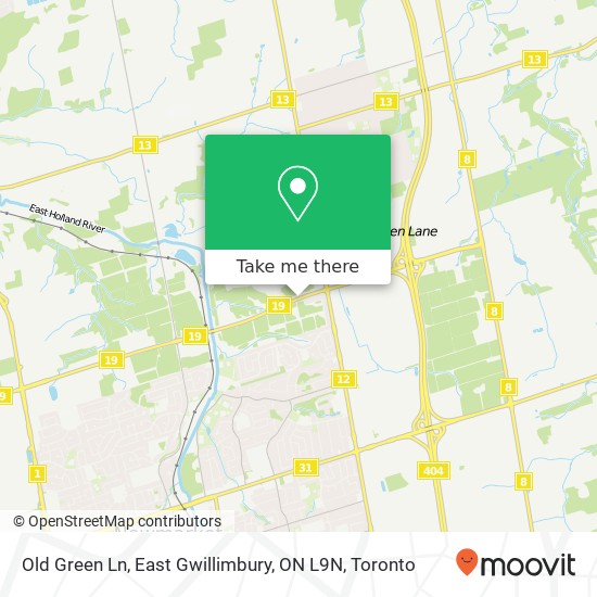 Old Green Ln, East Gwillimbury, ON L9N map