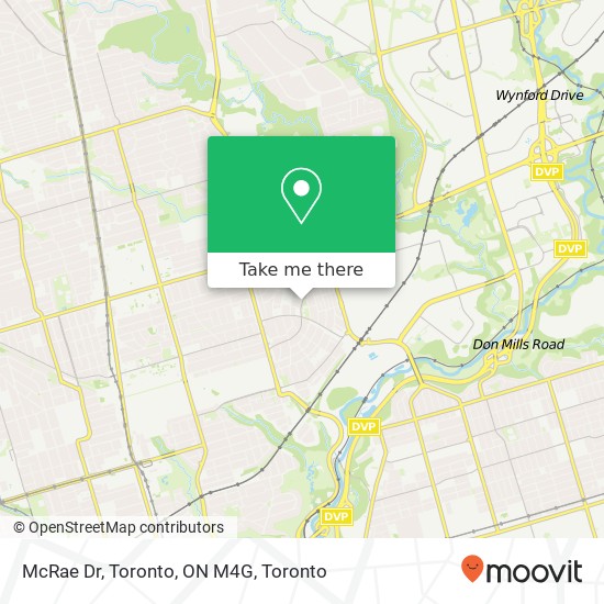 McRae Dr, Toronto, ON M4G map