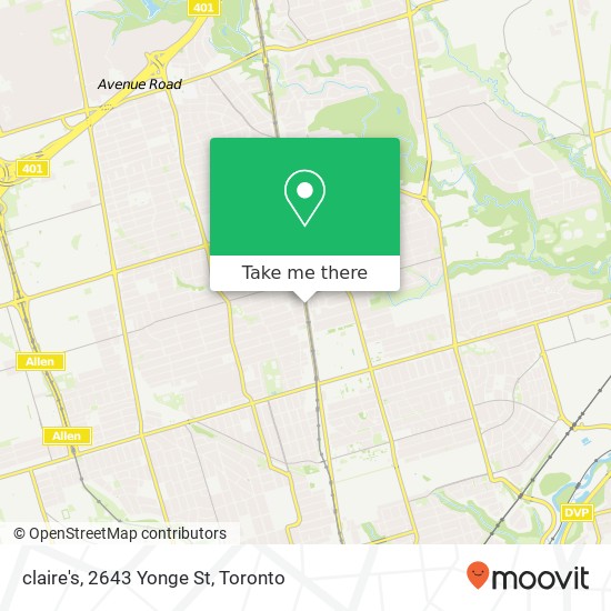 claire's, 2643 Yonge St map