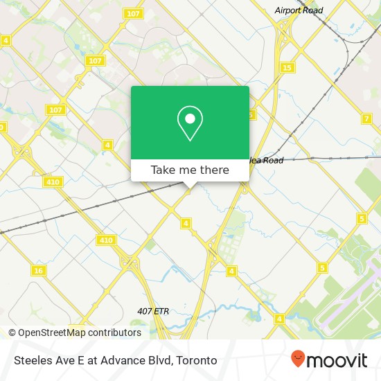 Steeles Ave E at Advance Blvd map