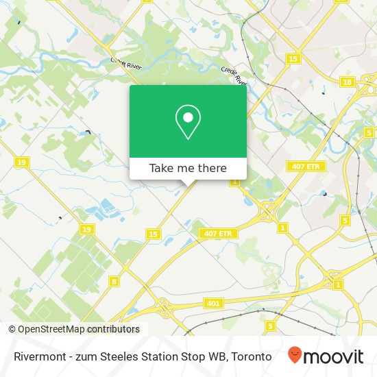 Rivermont - zum Steeles Station Stop WB map