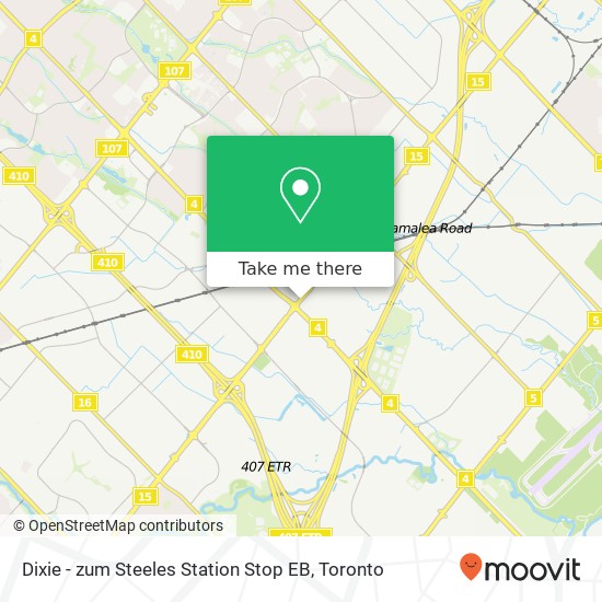 Dixie - zum Steeles Station Stop EB map