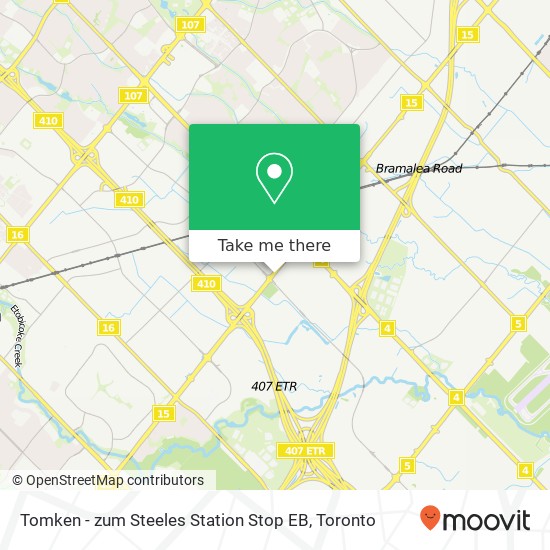 Tomken - zum Steeles Station Stop EB map