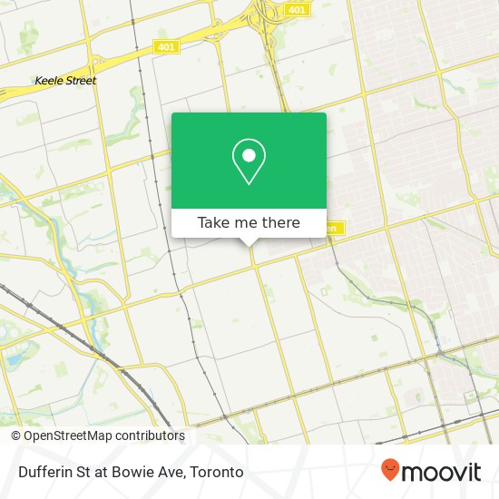 Dufferin St at Bowie Ave map