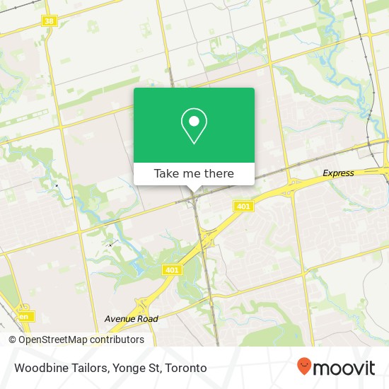 Woodbine Tailors, Yonge St map