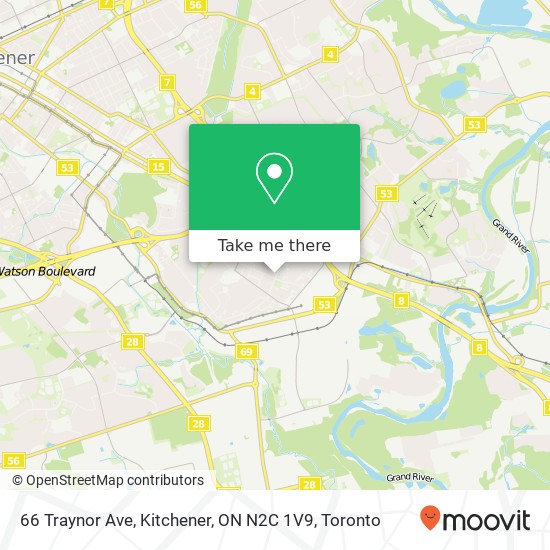 66 Traynor Ave, Kitchener, ON N2C 1V9 map