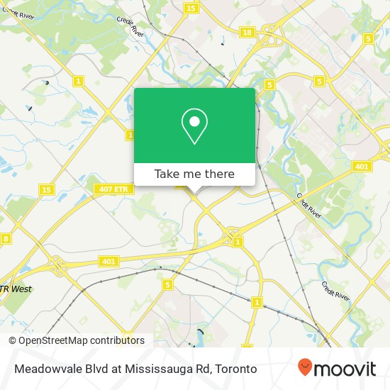 Meadowvale Blvd at Mississauga Rd map