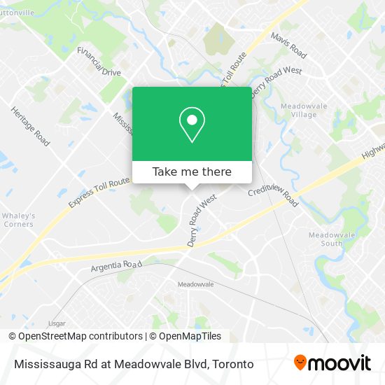 Mississauga Rd at Meadowvale Blvd map