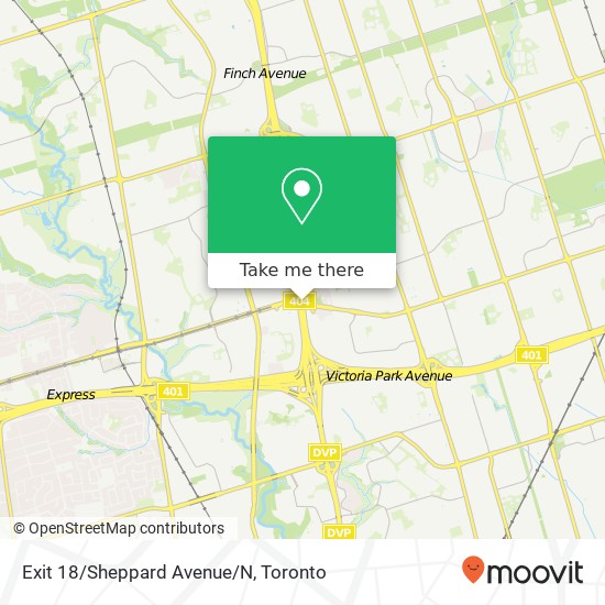 Exit 18/Sheppard Avenue/N map